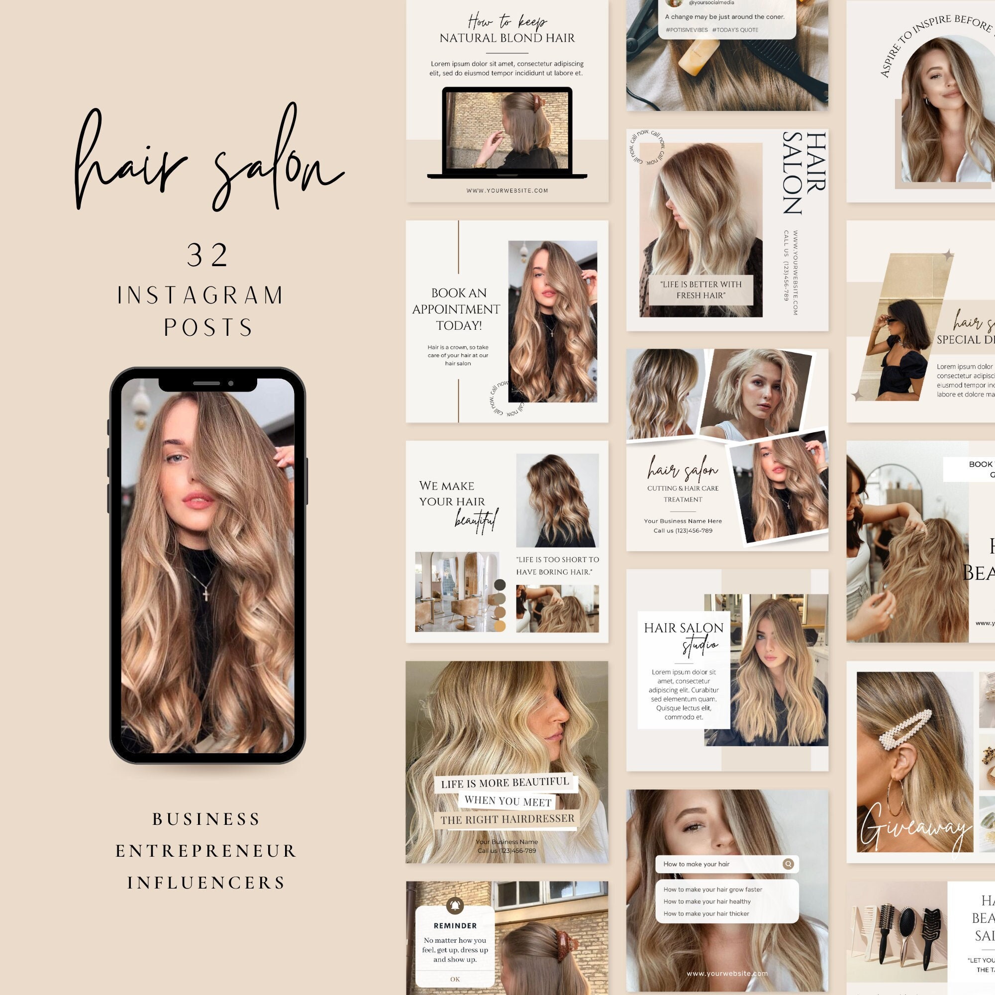 Hair Stylist Instagram Post Template | Hair Beauty Salon Social Media ...