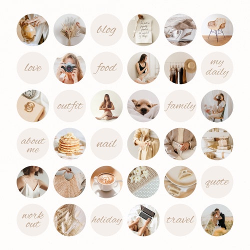 36 Beige Instagram Highlight Covers| Instagram Story Highlight Icons| Instagram Boho Highlight Covers| Aesthetic IG Highlights