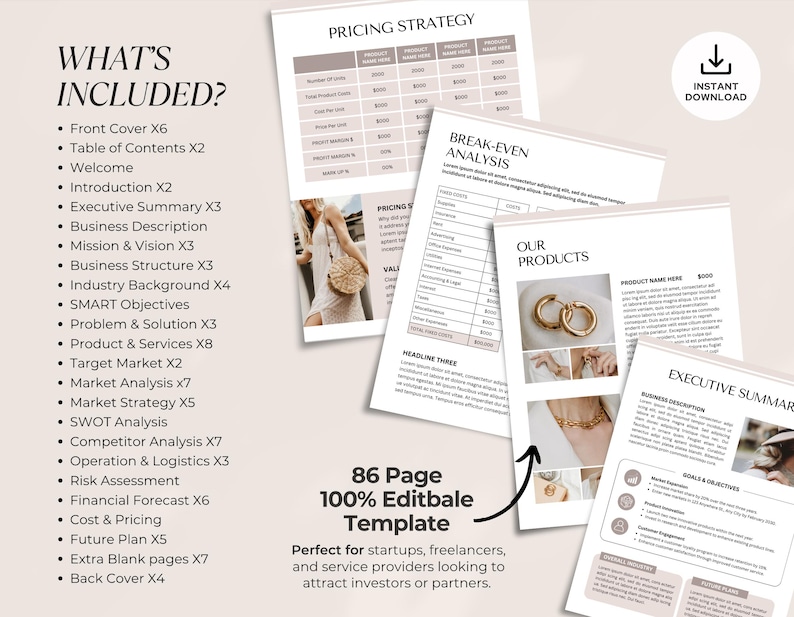 Business Plan Template Printable | Small Business Planner | Start Up Workbook | Side Hustle Planner | Canva Template image 3