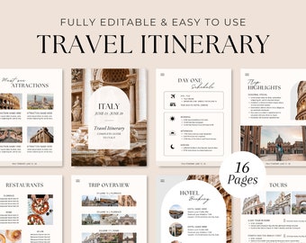 Editable Travel Itinerary Template | Trip Itinerary | Printable Travel Guide | Travel Agent Planner | Holiday Honeymoon Vacation Planner