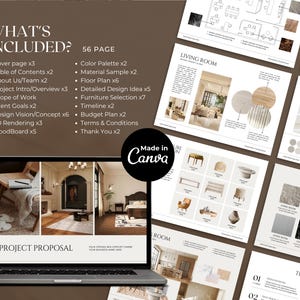 Interior Design Presentation Template | Client Moodboard, Floor Plan | 56 Pages Canva Template image 3