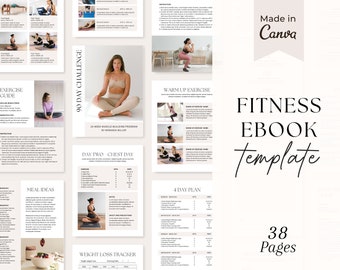 Plantilla de libro electrónico de fitness / Planificador de programa de fitness / Plantilla de entrenador de yoga de fitness / Entrenador de nutrición / Entrenamiento personal de entrenamiento / Paquete de gimnasio