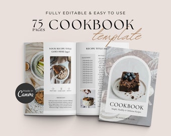 Cookbook Template | Recipe Book Template | Cook Book Template | Recipe Template | Canva Templates