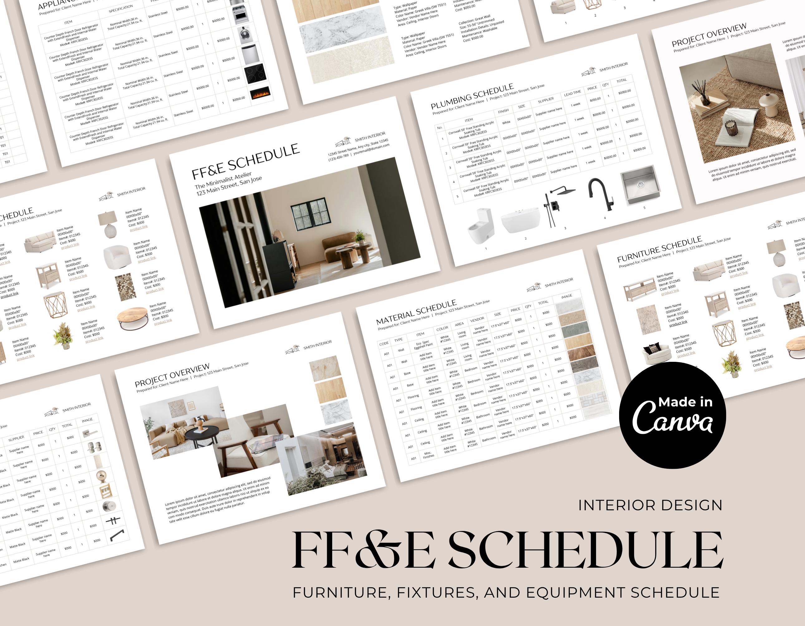 Finishes Schedule Template | FF&E Schedule, Furniture Board | Interior ...