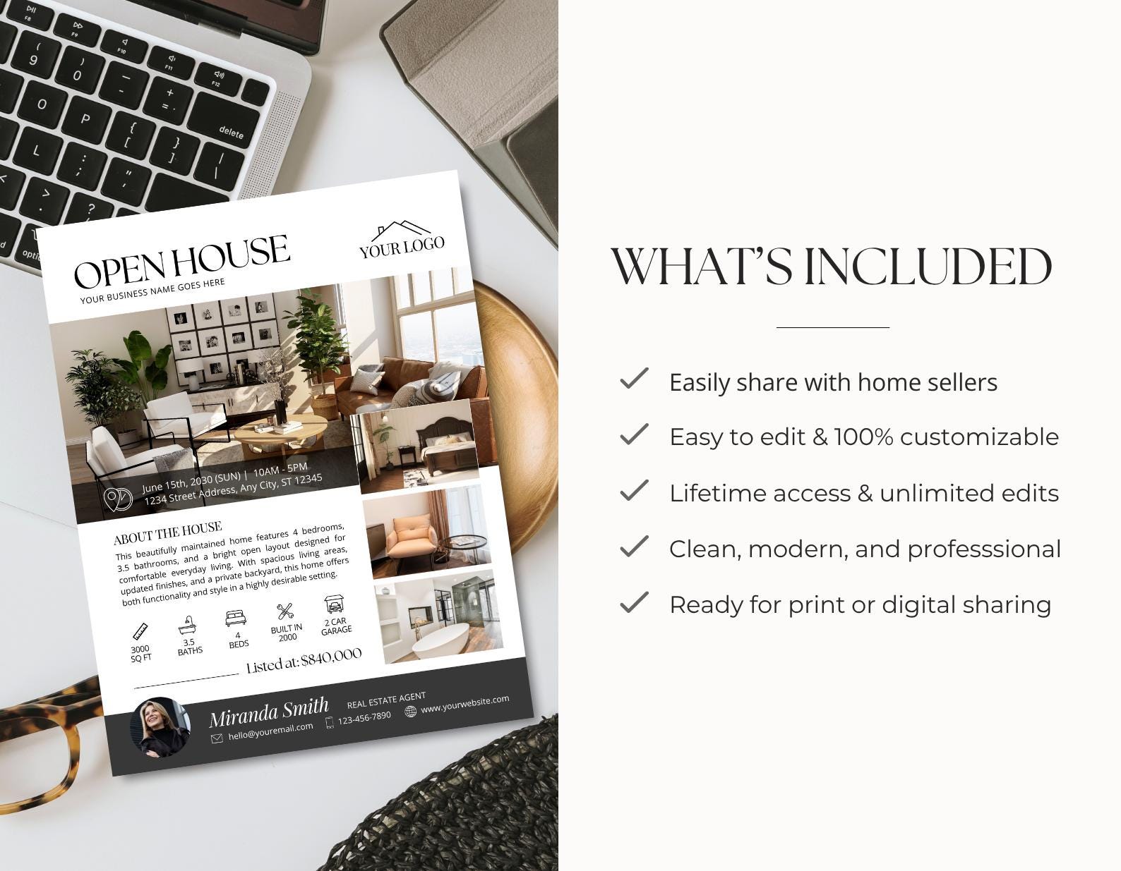 Editable Open House Flyer Template | Real Estate Marketing | Canva ...