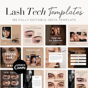 Lash Tech Instagram Post| Lash Artist Instagram Templates| Eyelashes Extension Posts| Esthetician beauty Posts| Social Media Canva Templates