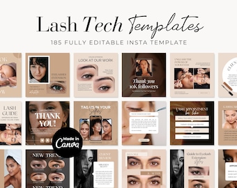 Lash Tech Instagram Post| Lash Artist Instagram Templates| Eyelashes Extension Posts| Esthetician beauty Posts| Social Media Canva Templates
