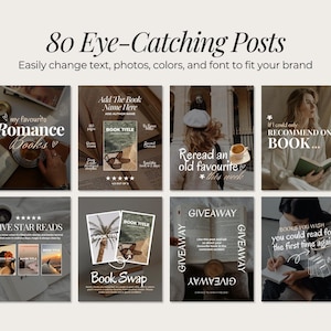 Bookstagram-mall | 80 estetiska Instagram-inlägg för Canva bild 3