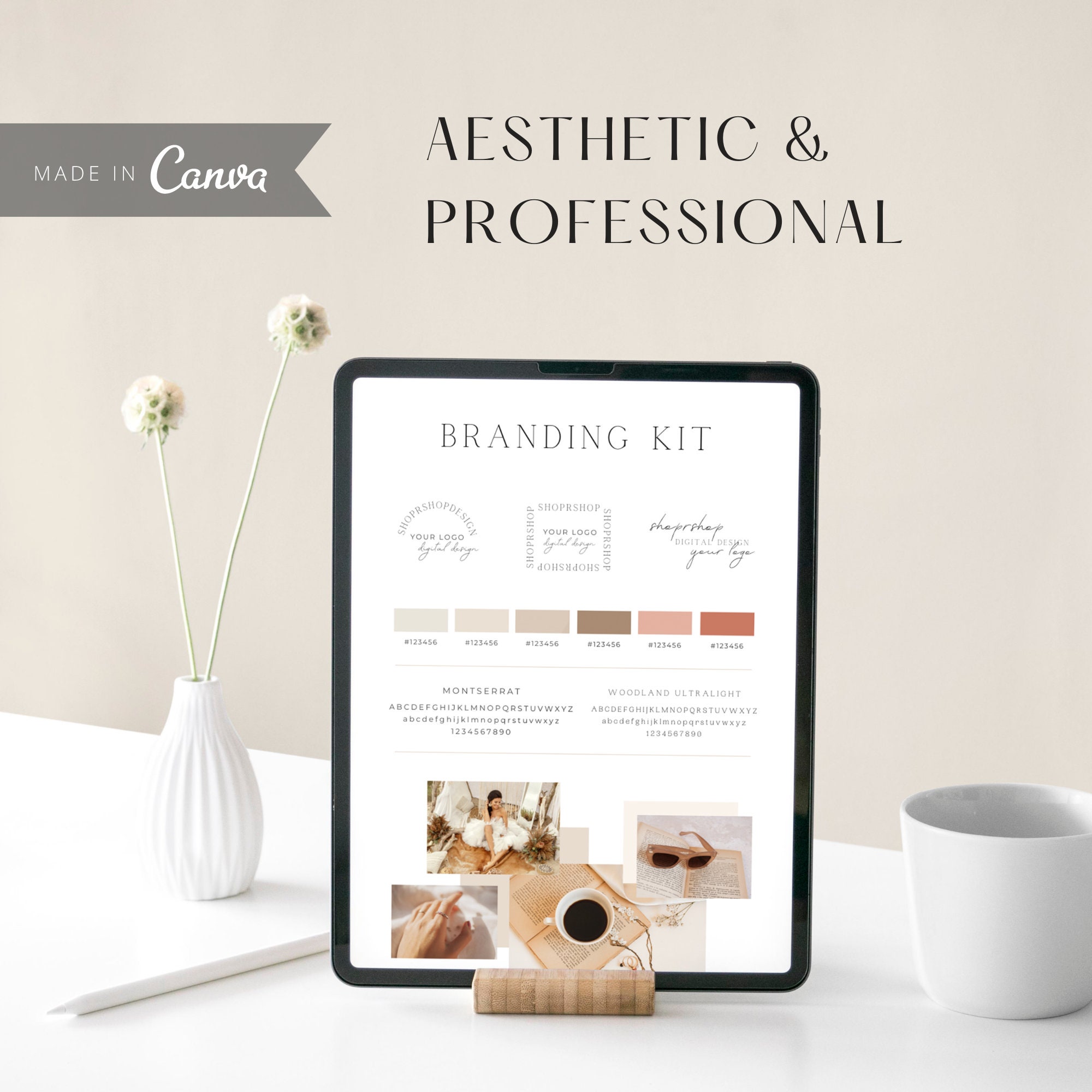 Brand Kit Template | Mini Brand Board Template | Premade Neutral ...