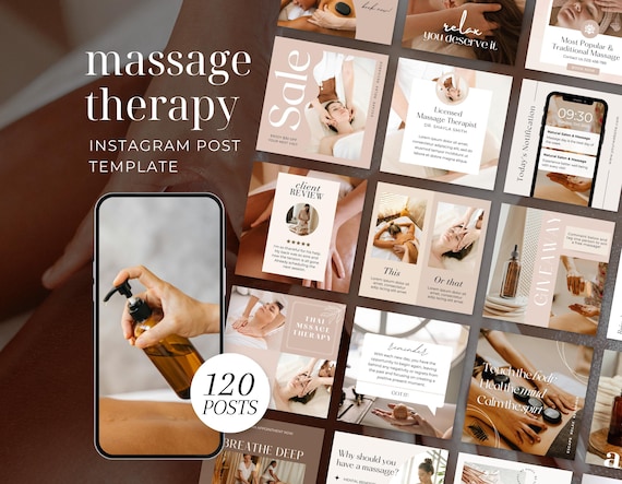 Massage Therapist Instagram Templates | Massage Therapy Social Media Post | Esthetician Beauty Spa Marketing
