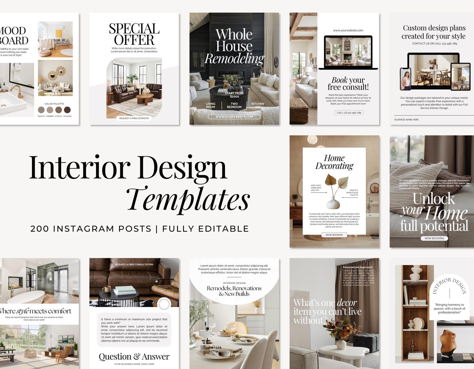 Interior Design Instagram Post Template | Interior Design IG Post ...