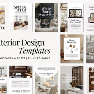 Sjabloon Instagram-bericht interieurontwerp | IG-postsjablonen voor interieurontwerp | Minimalistische canvassjablonen | Socialmediaberichten over onroerend goed afbeelding 2
