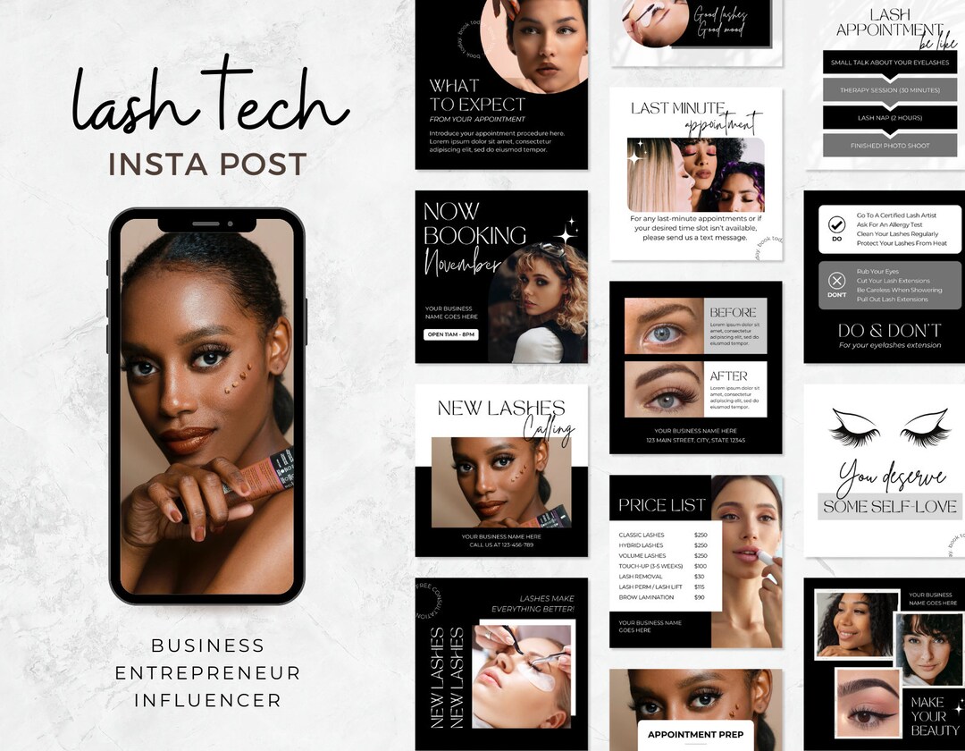 Lash Tech Instagram Post Template | Lash Extension | Story Highlight ...