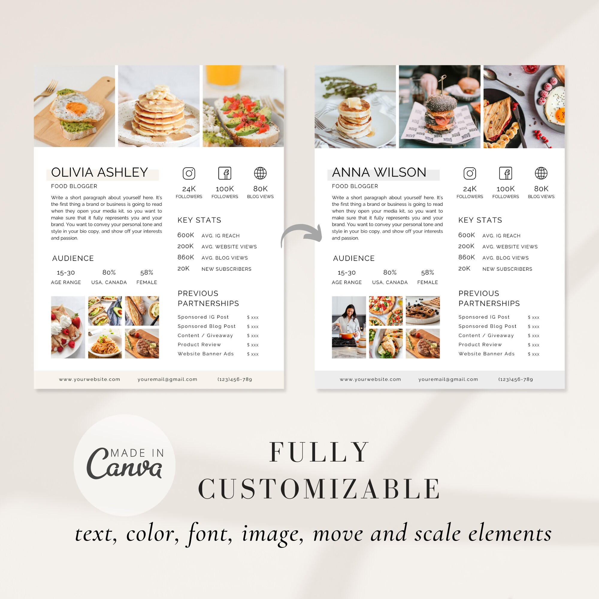 Food Media Kit Canva Template Instagram Media Kit Influencer - Etsy