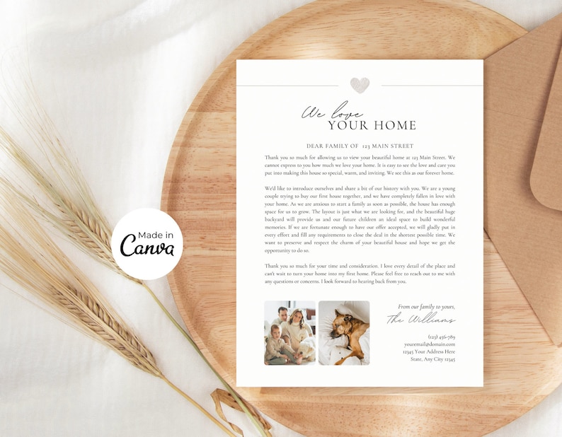 Home Offer Letter Template | Home Buyer Offer Letter | Home Love Letter | We Love Your Home | Letter to Seller| Canva Template image 1