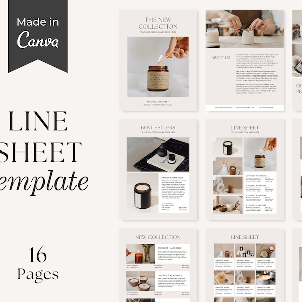 Line Sheet for Wholesale |Business Catalog Template| Price List | Editable Candle Template Catalog | Seller shop | Product Catalogue