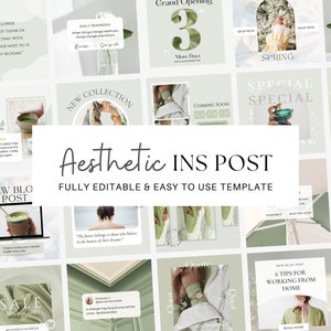 Green Instagram Templates| Minimalist Instagram Post Template | Instagram Influencer Templates | Canva Templates | Aesthetic Feed