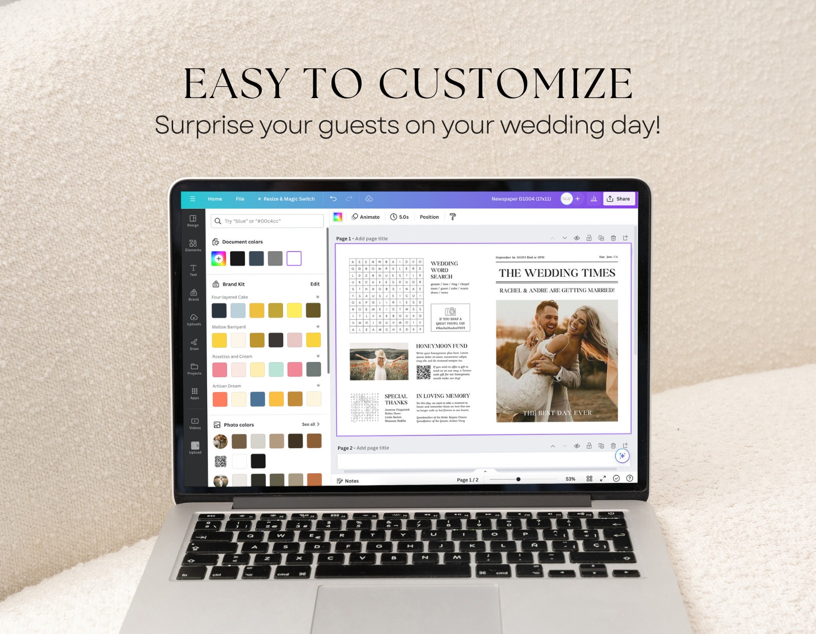 Printable Wedding Newspaper Program | Folded Large News Paper Program ...