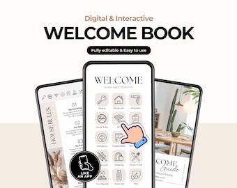 Airbnb Welcome Book Template | Interactive Digital Book | Mobile & Printable Guidebook | Vacation Rental Guest Book