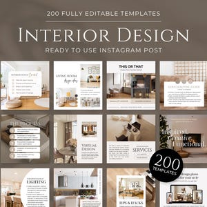 Interior Design Instagram Post Template | Interior Design IG Post Templates | Minimalist Canva Templates | Real Estate Social Media Posts