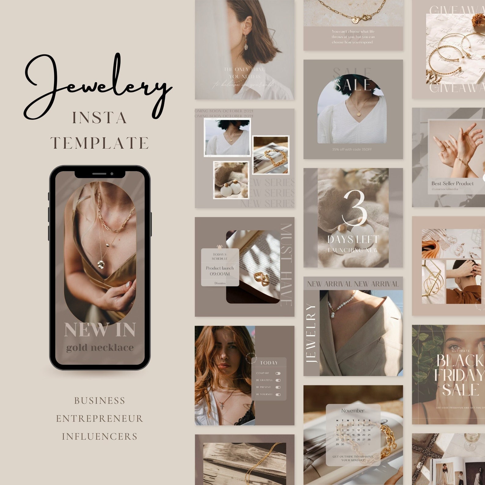 Jewelry Instagram Post Templates | Jewellery Social Media Branding ...