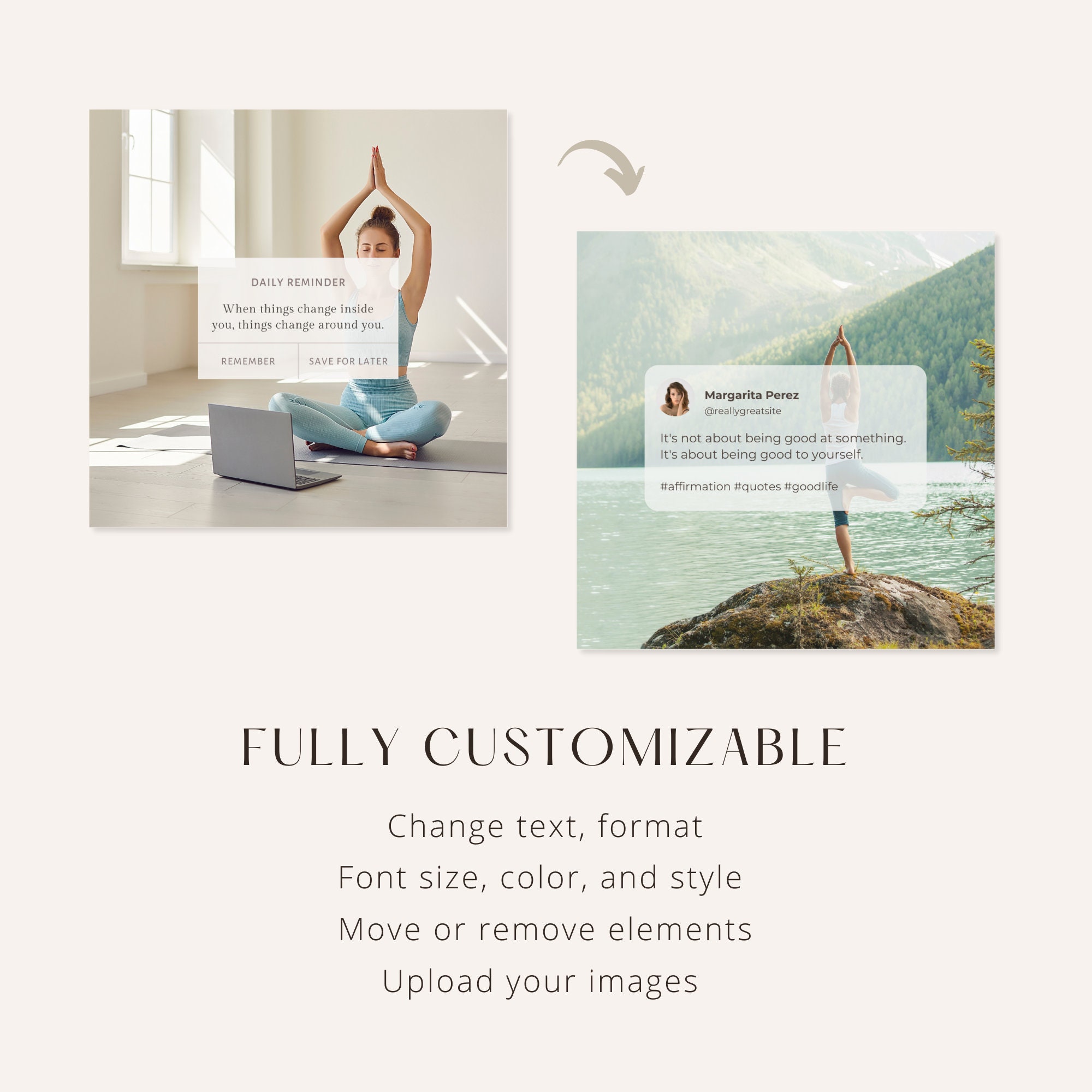 Yoga Instagram Post Templates | Yoga Teacher Wellness Coach | Fitness ...