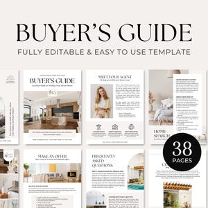 Guía para compradores de bienes raíces / Plantilla de marketing inmobiliario / Proceso de compra de vivienda / Hoja de ruta del comprador / Plantilla de Canva