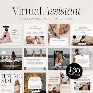 Virtual Assistant Instagram Templates | Social Media Manager Templates | Personal Assistant Portfolio | VA Welcome Packet | Canva Template