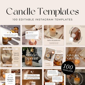 Modello di post Instagram per candele / Pacchetto social media Aziende di candele / Modello di attività per candele / Post Instagram per produttori di candele