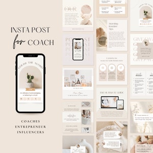 75 Esthetician Instagram Post Templates | Coach Social Media | Blogger instagram canva  | Neutral Instagram Post | Engagement Booster