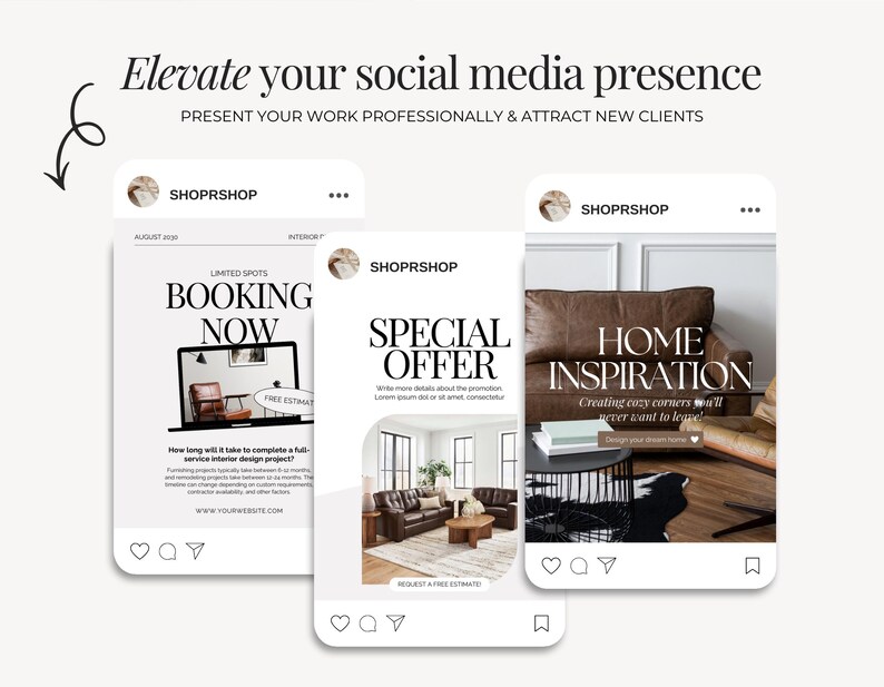 Sjabloon Instagram-bericht interieurontwerp | IG-postsjablonen voor interieurontwerp | Minimalistische canvassjablonen | Socialmediaberichten over onroerend goed afbeelding 5