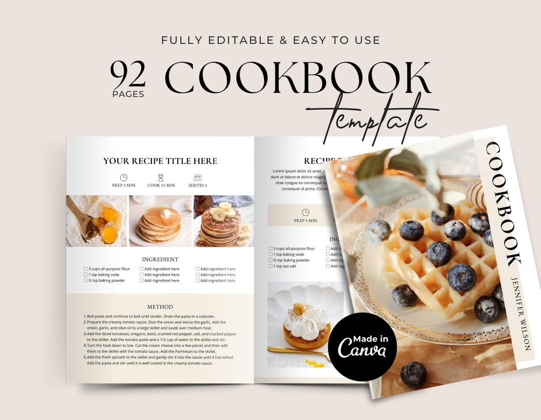 Cookbook Template | Editable Recipe Book Template | Printable Family ...