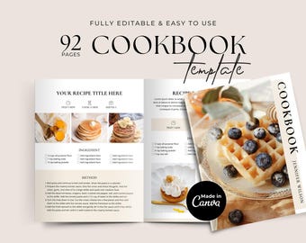 Cookbook Template | Editable Recipe Book Template | Printable Family Cookbook | Recipe E-Book | Food Blogger