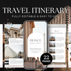 Editable Travel Itinerary Template | Trip Itinerary | Printable Travel Guide | Travel Agent Planner | Holiday Honeymoon Vacation Planner