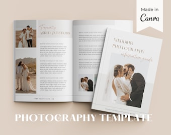 Modello guida di benvenuto per la fotografia di matrimonio/modello guida per il cliente/sessione di matrimonio di fidanzamento/guida allo stile del matrimonio/modello dei prezzi