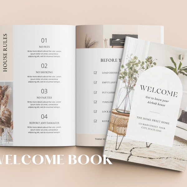 Airbnb Welcome Book Template | House Host Manual Guidebook Template | Real Estate Canva Template | Vacation Rental Template