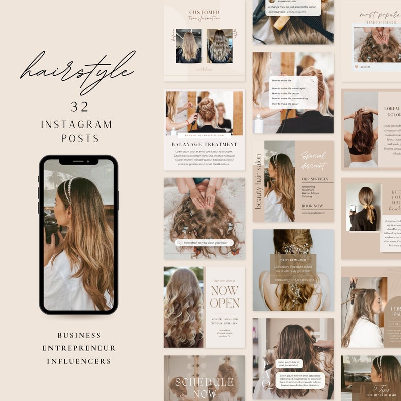 Hair Stylist Instagram Post Template Hair Beauty Salon Etsy
