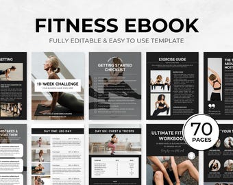 Fitness Ebook Template| Workout Plan Fitness Ebook | Fitness Planner | Ebook Exercise Template| Fitness Tracker