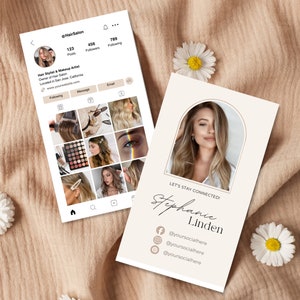 Carte de visite Instagram | Carte de visite IG | Carte de visite à code QR | Modèle de salon de coiffure modifiable | Carte de visite pour coiffeur