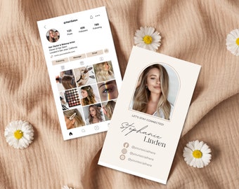 Instagram Business Card | IG Business Card | QR code Business Card | Editable Hair Salon Template | Hair Stylist Business Card