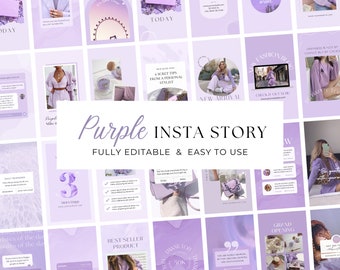 Plantilla de historia de Instagram púrpura / Historia minimalista de IG / Plantilla de redes sociales / Plantilla Canva / Feed estético