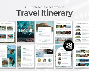 Editable Travel Itinerary Template | Digital & Printable Trip Guide Planner