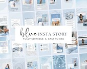 Blue Instagram Templates | Instagram Feed for Influencer | Social Media Templates | Blue Branding | Canva Template | Aesthetic IG Feed