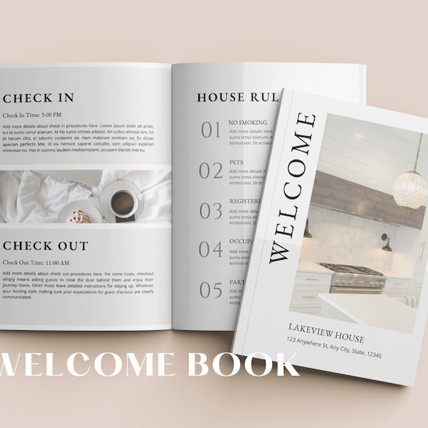 Airbnb Welcome Book Template | Airbnb Guest Book Template | Airbnb House Manual | VRBO Host Guidebook | Canva Template