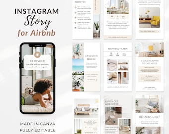 Modelo de história do Instagram do Airbnb | Modelo editável de mídia social VRBO | Modelo de Instagram para aluguel de curto prazo | Aluguel de temporada Instagram