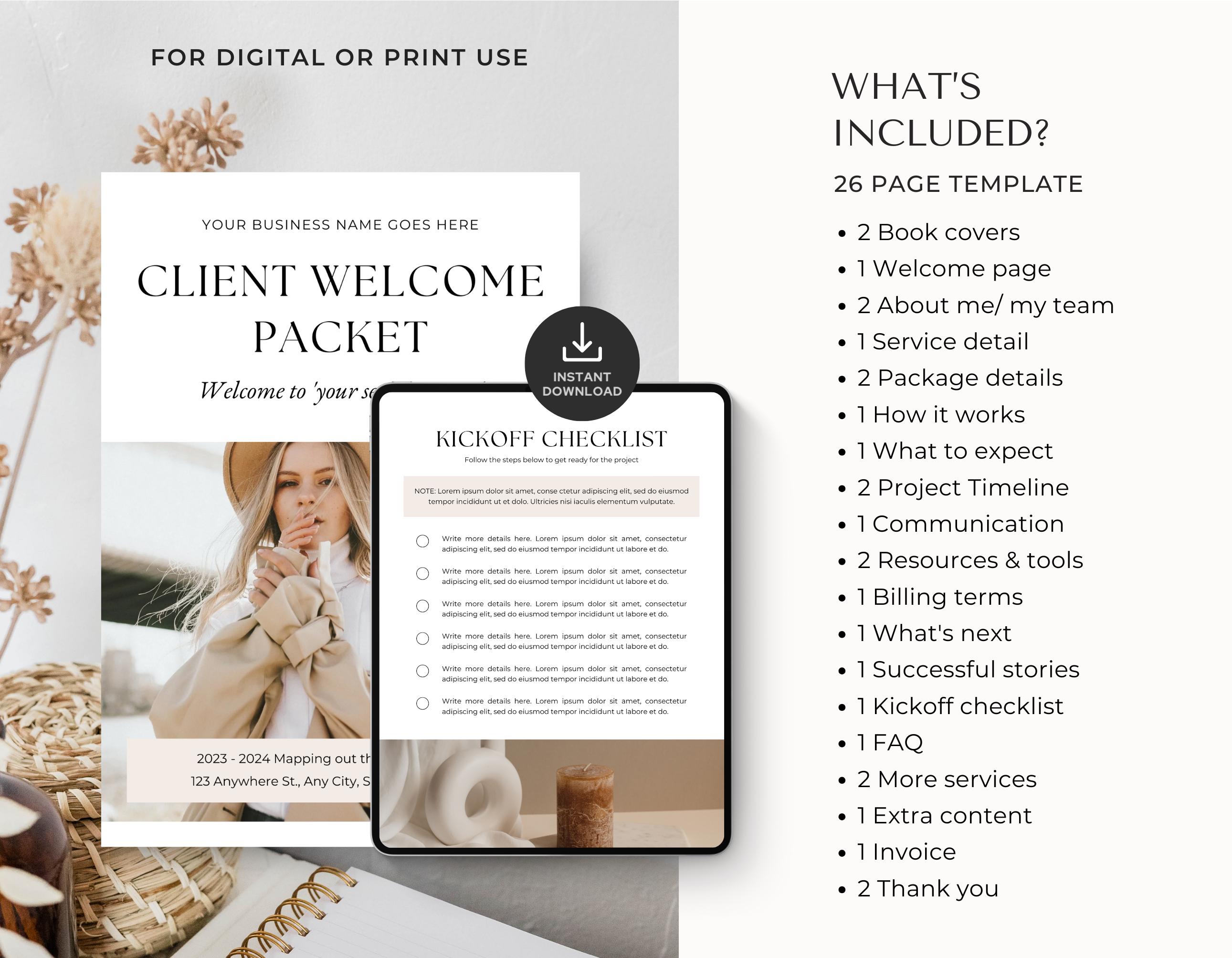 Client Welcome Packet Template | New Client Service Guide| Virtual ...
