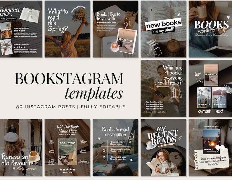 Bookstagram-mall | 80 estetiska Instagram-inlägg för Canva bild 9