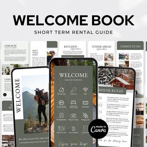 Airbnb Welcome Book Template | Printable Airbnb Guidebook | Short Term Rental Guest Book | Welcome Book for Vacation Rental | Airbnb Signs