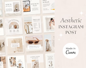 Plantillas de publicaciones de Instagram / Plantillas de Instagram para pequeñas empresas / Bienestar de coaching / Feed de Instagram estético minimalista / Plantillas Canva