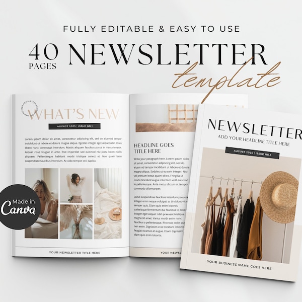 Editable Newsletter Template | Blogger, Real Estate, Realtor, Nonprofit, School, Small Business | Newspaper, Brochure, Booklet
